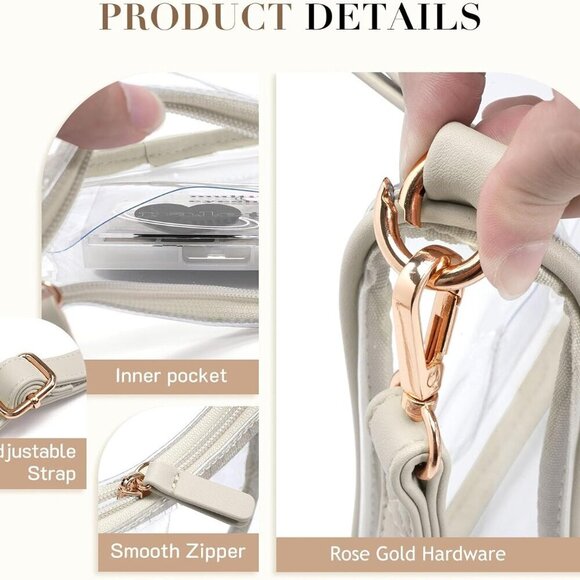 Clear Crossbody Bag PVC for Women Stadium Approved Concert Sport Events - Picture 2 of 6